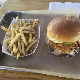 Spicy Crispy Chicken Sandwich and French Fries