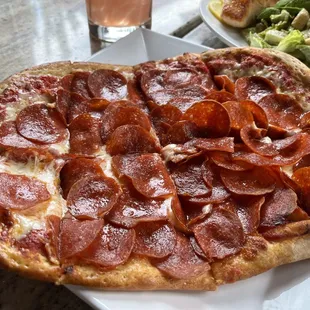 pepperoni pizza and salad
