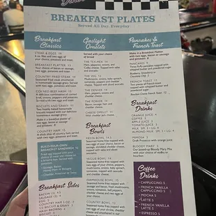 Updated breakfast menu