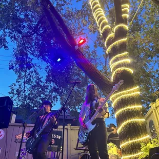 a band performing on stage