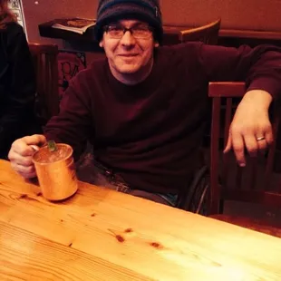 Craig enjoying a Moscow Mule.