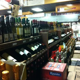 helves of wine and spirits