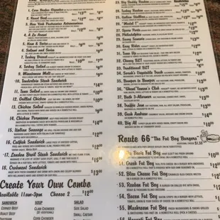 Front of menu
