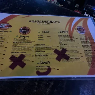 menu