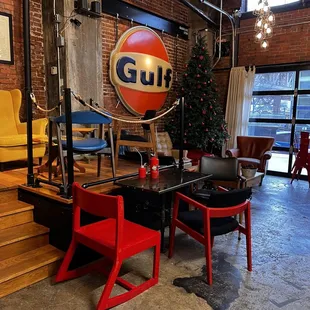 the interior of a cafe