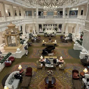 the lobby of a hotel