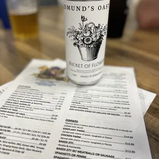 a beer and menu