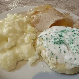 Desserts: tapioca pudding, peach cobbler, sugar cookie