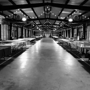 rows of tables and chairs