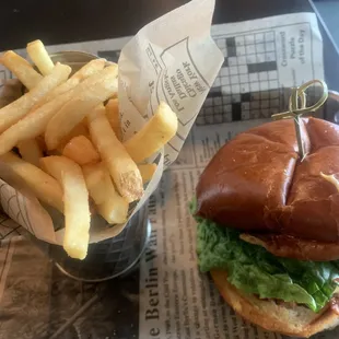 Cheeseburger and fries.