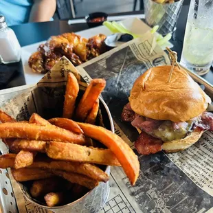 a burger and french fries