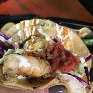 Big shrimp in these delicious tacos!!