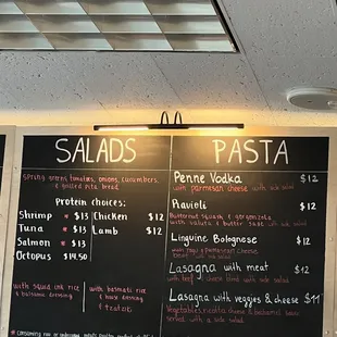 Menus at the ordering counter.