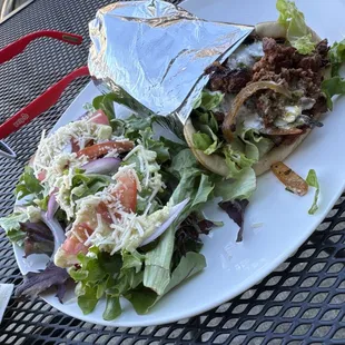 Pork&amp;Lamb gyro with side salat and yelp sunglasses (those are not on the menu here)