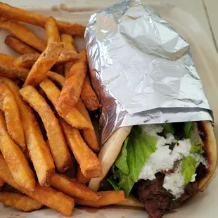 Beef/lamb gyro with extra crispy fries