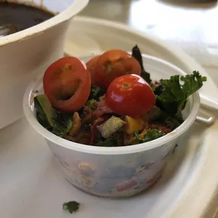 Roasted tomato &amp; kale salad.