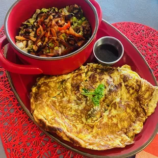 Rustic Omelet 3 eggs Gastronomix with side salad of the day