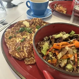 Omelet and salad.
