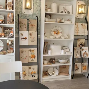 a display of decorative items in a store