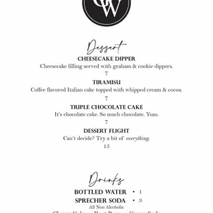 Dessert Menu!