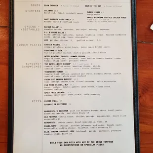 menu