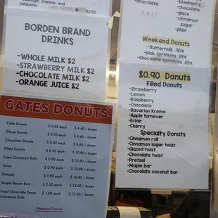 The menu at the drive thru