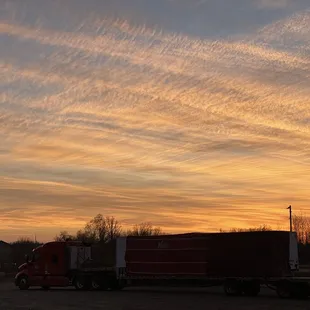 a semi truck in a parking lot