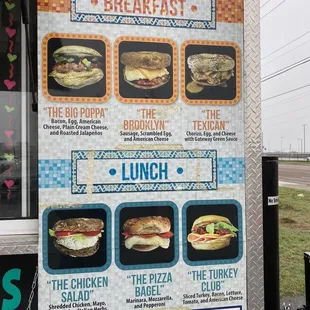 a menu for breakfast and lunch