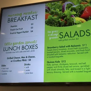 Breakfast and salads