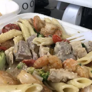 Dark Chicken Meat Pasta - I had to remember that it was truly chicken. Please provide a better option than only low quality chicken.