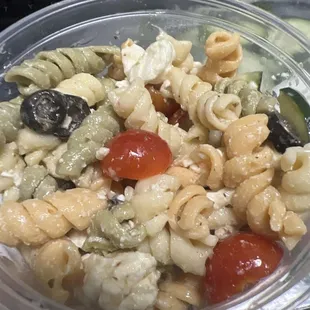Side of pasta salad! Delicious