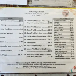 Menu prices as of November 2022