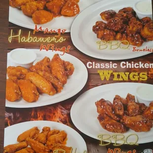 chicken wings and fried chicken