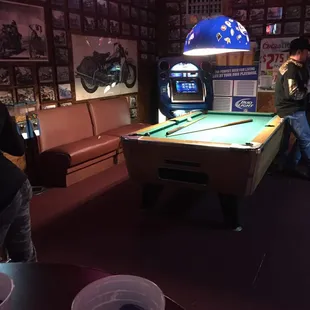 Pool table open only because the game is on!