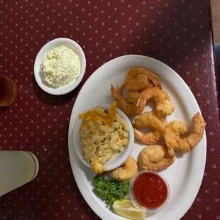 Shrimp dinner very good so it coleslaw and Mac cheese