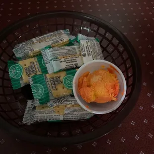 Cheese and crackers you have to ask for this.