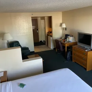 Spacious, with a room divider even.