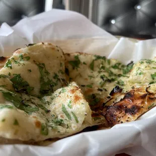 Freshly baked Garlic Nan