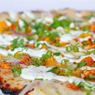 Patatas Brava
Oil Base, Roasted Potato, Red Pepper, Onion, Fresh Mozzarella, Romesco, Cilantro, Lime Crema, Green Onion