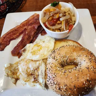 Breakfast platter with bacon