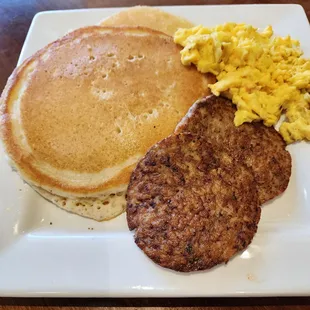 Pancake platter with chicken sausage