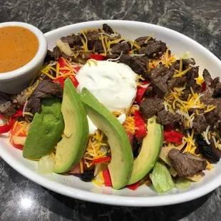 MASSIVE Beef Fajita Taco Salad - TONS of BEEF!!!