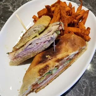 Legit Cuban Sandwich with Sweet Potato fries