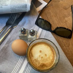 Skull Cortado with Hardboiled Egg!