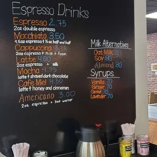 a menu on a blackboard