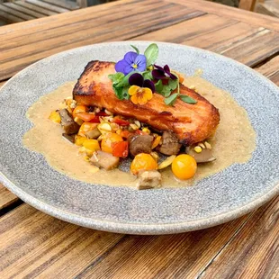 Local king salmon and corn succotash