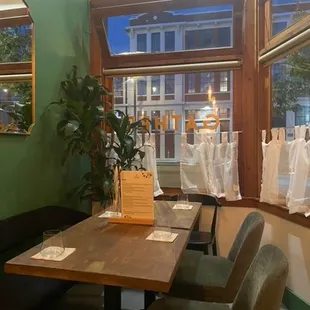 Beautiful chairs and seating and fresh, vibrant colors that let the building breathe.