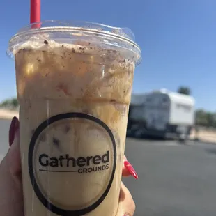 Iced Carmel &amp; Brown Sugar Latte w/ Oat Milk