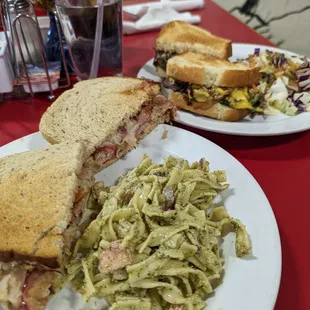 Turkey Reuben on rye $11.50 (3-21-2022) with the Pesto Pasta side.  Arizona Cheese steak w roasted poblano $12.95 peanut slaw.  Very good!