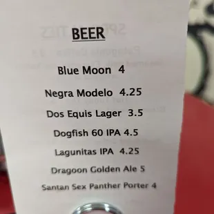 Beer check out that Sex Panther Porter $4 lol